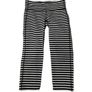 Athleta crop leggings black and white stripe small